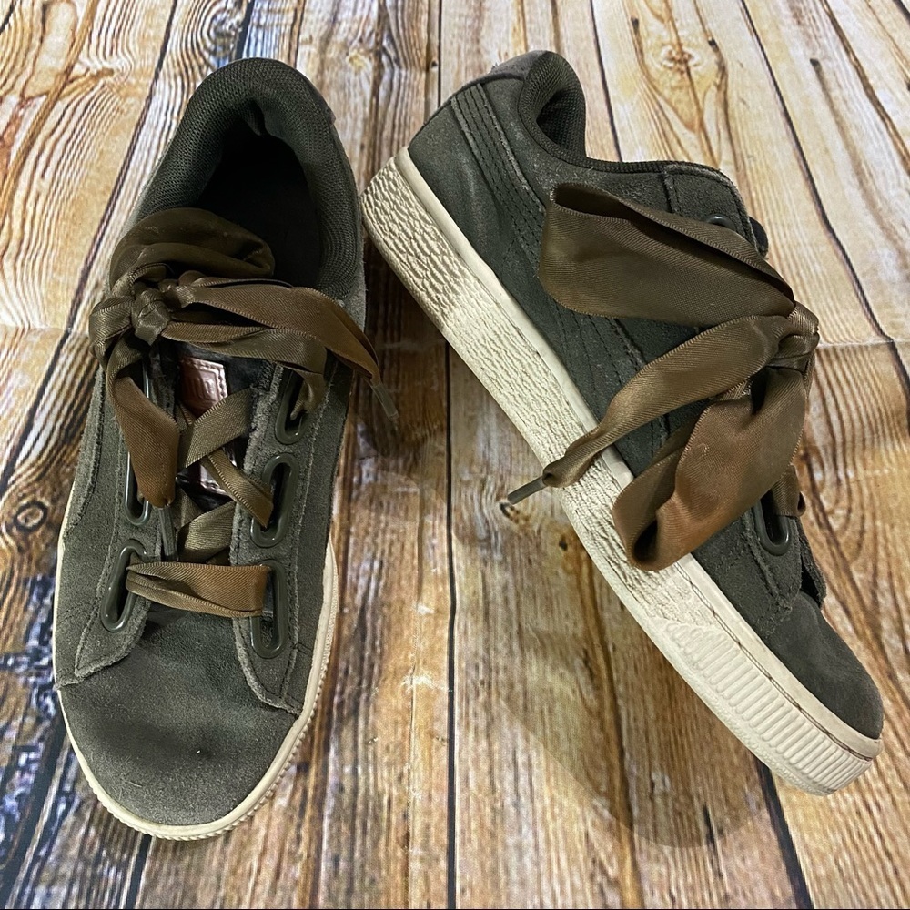 Puma Suede Heart Velvet Rope Green Shoes Size 5.5